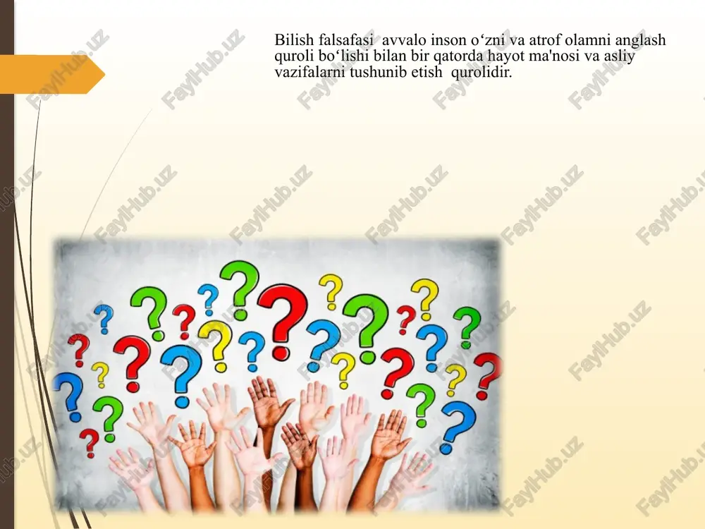 bu shunday hissiy idrok qilinadigan sifatlarki, unda ular narsalarning geometrik xossalari namoyon boʻladi (zichlik, kenglik, hajm, harakat, shakl). bu sifatlar ob'ektiv va mexanik matematika moddalari yordamida oʻrganiladi ikkilamchi sifatlar - inson hissiy organlari faoliyatining mahsuli sifatidagi sub'ektiv illyuziyalar. bu sifatlar (rang, hid, ta'm va boshqalar) sub'ektiv, chunki ular moddiy narsalarga xos emas, zotan materiya zarralari ta'sirida paydo boʻlsa ham. ular ikkilamchi, chunki narsalarning sezgi organlarimizga birlamchi sifatlar ta'sirida paydo boʻladi. sifatning – sof matematik ta'rifi-fanning yagona hal qiluvchi vazifasi, hissiyot bergan dalillarni mantiqiy-nazariy qayta ishlash.fan – sof – matematik tahlil. bilishning tabiati (birlamchi va ikkilamchi sifatlar haqidagi ta'limot) bilish tamoyillari dialektik tamoyil – bilish jarayoniga qarash (ya'ni rivojlanish nuqtai nazaridan), dialektikaning qonun, kategoriya va tamoyillaridan foydalanish. tarixiylik tamoyili – tarixiy yuzaga kelish va rivojlanish kontekstida jarayonlar va predmetlar ham koʻrib chiqiladi. amaliyot tamoyili – bilishning bosh tamoyili amaliyotda deb hisoblaydi, tashqi olamni va oʻz-oʻzini bilishning asosi odam faoliyatida deb biladi. …