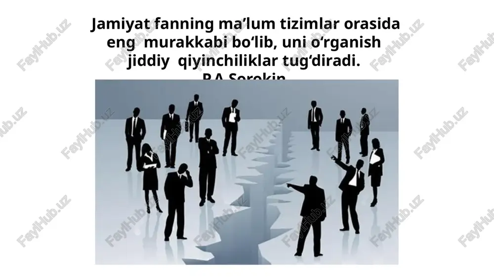 orlik bir ijtimoiy-siyosiy tuzumdan boshqa ijtimoiy-siyosiy tuzumga o’tish keskinlashish mumkin. jamiyat beqarorlikning davrida izdan chiqishi kishilar psixologiyasidagi salbiy o’zgarishlarda, qonunlarning ishlamasligida, ijtimoiy burchning ado etilmasligida, ijtimoiy ideallarning yo’qolishida, g’oya va mafkuraga loqaydlikning kuchayishida, turli guruhlarning paydo bo’lishida, mezonlarining buzulishida, davlat ijtimoiy idoralarining jinoiy adolat aholini boshqarish qobiliyati kuchsizlanishida, turli ziddiyatlarning keskinlashuvida o’z ifodasini topadi. jamiyat bo‘g‘inlari uyushma oila tashkilot jamg‘arma jamoa davlat partiya insoniyat jamiyatining taraqqiyoti hech qachon va hechqayerda oson, beto‘siq kechmagan. har doim va hamma davrlarda jamiyat oldida muayyan muammolar ko‘ndalang bo‘lib turgan. bular, bir tomondan, tabiat ofatlarining natijasi o‘laroq namoyon bo‘ladigan yer silkinishlari, suv toshqinlari, qurg'oqchilik, quyosh radiatsiyasi o‘zgarishi bilan bog‘liq turli epidemik kasaliiklar va hokazolar bo‘lsa, ikkinchi tomondan, inson faoliyati natijasida yuzaga kelgan ijtimoiyiqtisodiy, siyosiy-madaniy hayotga oid bo'lgan antropogen muammolardir. jahon miqyosida yuz bergan jarayonlaritahlili shuni ko‘rsatadiki, hozirgi vaqtda, insoniyat uchun o‘tkir, dolzarb bo‘lib turgan global muammolar quyidagilardan iborat: ■ a) yer yuzida tinchlikni ta’minlash va …