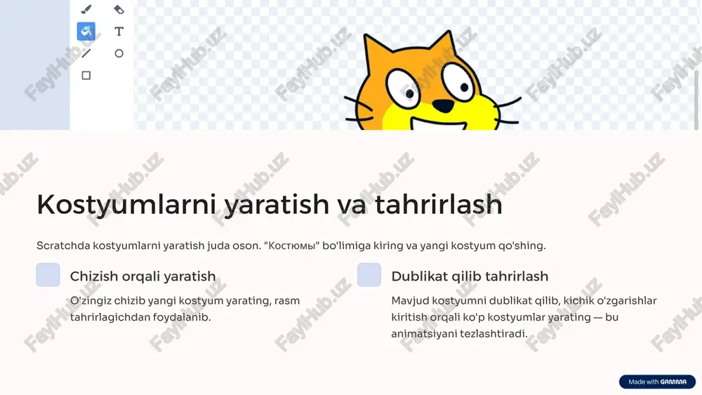 scratch dasturida sprytlar va kostyumlar bilan ishlash - Page 5