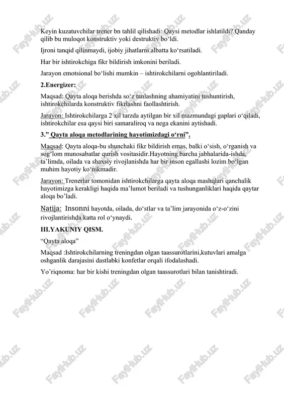 qayta aloqa olish ko‘nikmalarini shakillantirish uchun mo‘ljallangan mashqlar - Page 5