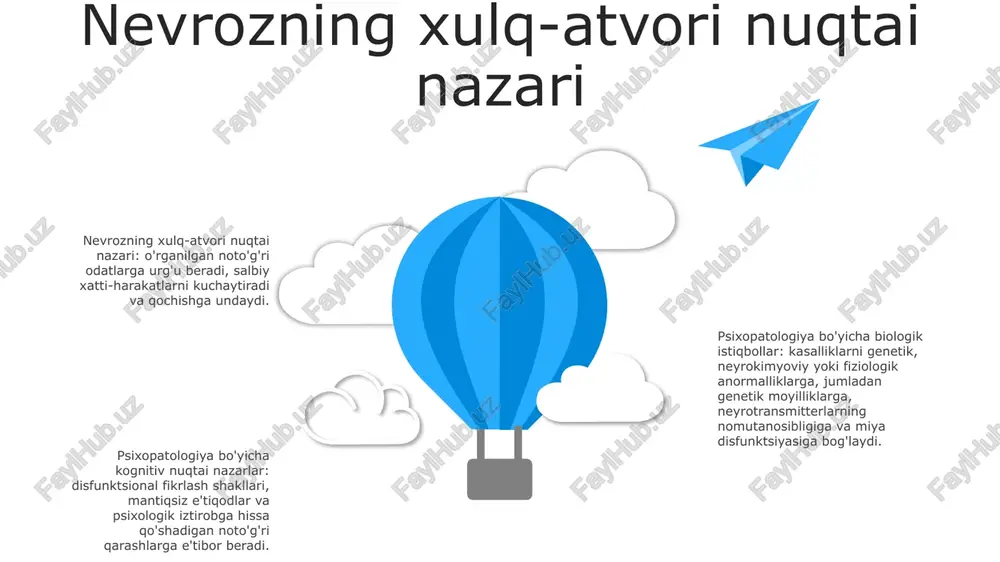 tsial diagnostika nevroz va psixoz o'rtasidagi komorbidite klinik ahamiyati: nevrozlar va psixozlar o'rtasidagi komorbidlik prognozni yomonlashtirishi, davolanishga chidamliligini oshirishi va kundalik faoliyatni buzishi mumkin. diagnostika muammolari: nevrozlar va psixozlar o'rtasidagi bir-biriga o'xshash alomatlar va diagnostika mezonlari aniq farqlarni aniqlashni qiyinlashtirishi mumkin, bu noto'g'ri yoki noto'g'ri tashxis qo'yishga olib keladi. davolashning oqibatlari: komorbid holatlarni hal qilish bir nechta davolash usullarini, jumladan, psixoterapiya, dori-darmon va turmush tarziga aralashuvni o'z ichiga olgan kompleks yondashuvni talab qiladi. diagnostika muammolari: nevrozlar va psixozlar o'rtasidagi bir-biriga o'xshash alomatlar va diagnostika mezonlari aniq farqlarni aniqlashni qiyinlashtirishi mumkin, bu noto'g'ri yoki noto'g'ri tashxis qo'yishga olib keladi. davolashning oqibatlari: komorbid holatlarni hal qilish bir nechta davolash usullarini, jumladan, psixoterapiya, dori-darmon va turmush tarziga aralashuvni o'z ichiga olgan kompleks yondashuvni talab qiladi. nevrozning prognozi va kursi prognoz: nevroz uchun prognoz odatda yaxshi, ko'pchilik odamlar davolanishdan bir necha oydan bir necha yilgacha sezilarli yaxshilanish yoki tiklanishni boshdan kechiradilar. kurs: nevroz odatda …