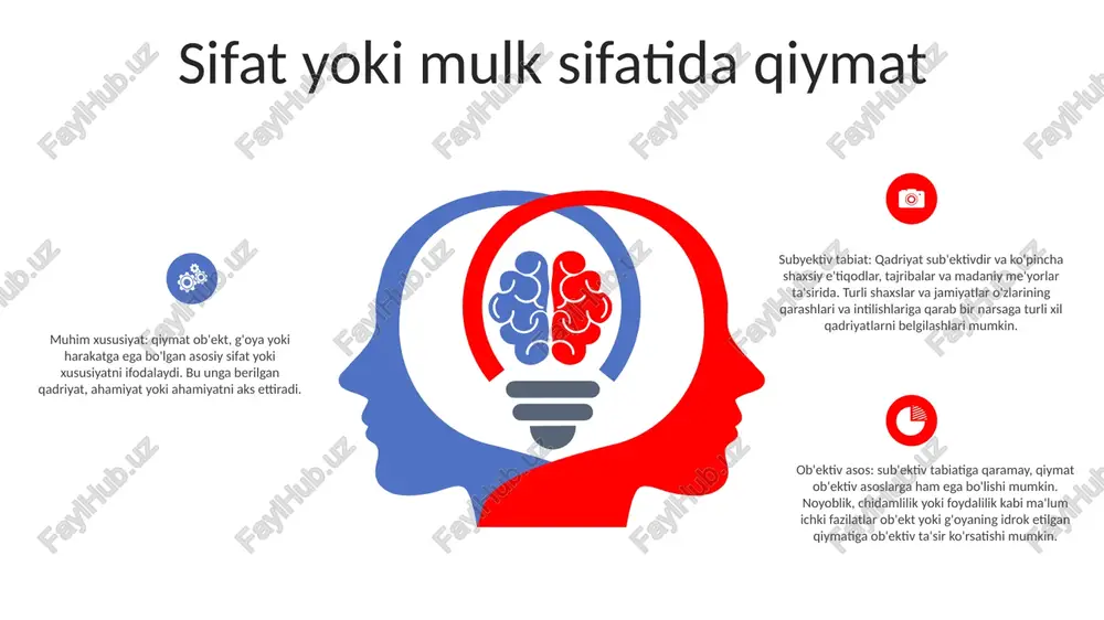lar va diniy ta'limotlar orqali ifodalanadi. sales 1st qtr 2nd qtr 3rd qtr 4th qtr 35 25 20 15 san'at va estetikadagi qadriyat qadriyat tushunchasining manosi va uning tavsifi: (san’atdagi qadriyat tushunchasi va uning tavsifi) o‘zbek san’ati va estetikasida “qadriyat” badiiy asarning qadr-qimmati, uning badiiy fazilatlari, madaniy ahamiyati va hissiy aks sadosi haqidagi ko‘p qirrali tushunchani o‘z ichiga oladi. san'atdagi qiymat: go'zallik, mahorat, o'ziga xoslik va hissiy ta'sir kabi mezonlar bilan belgilanadigan san'at asarining o'ziga xos qiymati yoki maqsadga muvofiqligini bildiradi. estetika: go'zallik va uni qadrlash haqidagi falsafiy tadqiq bo'lib, estetik kechinmalarning tabiatini va ob'ektlar yoki tajribalarni estetik jihatdan qimmatli qiladigan xususiyatlarni tahlil qiladigan turli nazariyalar va tushunchalarni o'z ichiga oladi. ta'limdagi qiymat qadriyat tarbiyasining mohiyati: kuchli axloqiy kompasga ega bo'lgan, hamdardlik va mehr-oqibat ko'rsatadigan, jamiyat farovonligiga ijobiy hissa qo'shadigan shaxslarni tarbiyalash. qadriyat tarbiyasi: talabalarga rahm-shafqat, halollik, hurmat va axloqiy rivojlanish va axloqiy qarorlar qabul qilish uchun javobgarlik kabi asosiy …