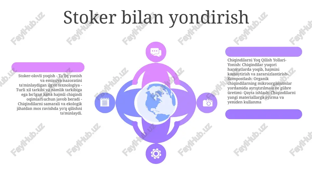 hiqindilarni yoq qilish yo'llari:- chiqindilarni poligon: chiqindilarni muhandislik maydonchasida nazorat ostida yo'q qilish - yonish: hajmni kamaytirish va energiya ishlab chiqarish uchun chiqindilarni yoqish - qayta ishlash: chiqindilarni yangi mahsulotlarga qayta ishlash iqtisodiy mulohazalar 01 02 03 mulk qiymatlariga ta'siri: eskirgan binolarni olib tashlash mahallaning estetikasini yaxshilashi mumkin, bu esa atrofdagi uylar va korxonalar uchun mulk qiymatini oshirishi mumkin. jinoyatni kamaytirish: eskirgan binolar jinoiy faoliyatni jalb qilishi mumkin. ularning olib tashlanishi mahalla xavfsizligini yaxshilash va jinoyatchilik darajasini pasaytirish, hududlarni yanada maqbul va yashashga yaroqli qilish imkonini beradi. jamoat salomatligi uchun foyda: eskirgan tuzilmalar mog'or, zararkunandalar va xavfli sharoitlar kabi sog'liq uchun xavf tug'dirishi mumkin. ushbu binolarni buzish bu tahdidlarni bartaraf qiladi, aholi salomatligi va farovonligini oshiradi. sales 1st qtr 2nd qtr 100 0 sales 1st qtr 2nd qtr 100 0 sales 1st qtr 2nd qtr 100 0 qoidalar va standartlar chiqindilarni utilizatsiya qilish qoidalari: mahalliy hokimiyat organlari chiqindilarni utilizatsiya qilishning …