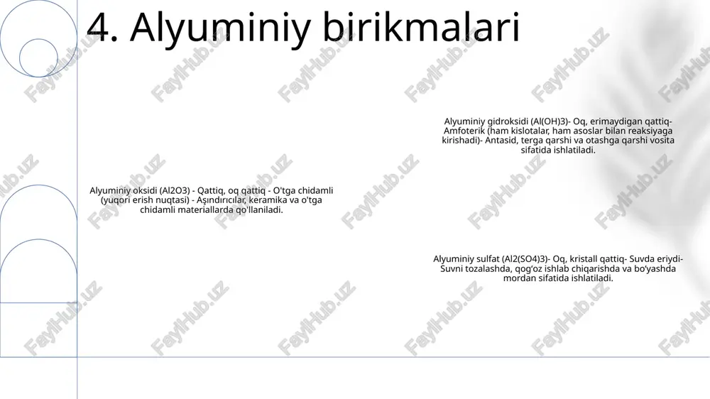 alyuminiy va uning birikmalarini olinishi va xossalari - Page 5