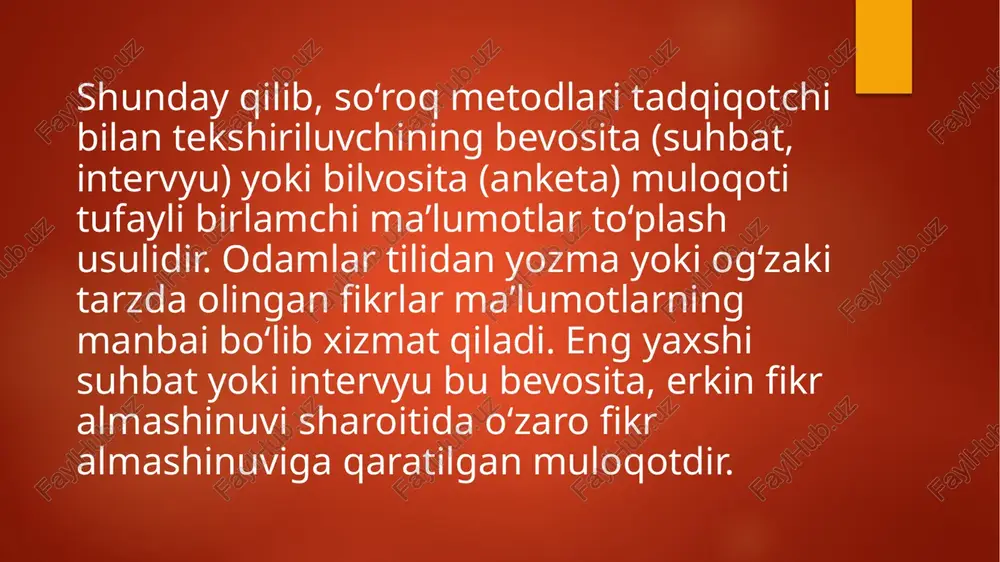gapirilayotgan gaplarga uning qiziqishi so‘nayotganligini anglatadi. agarda odam kafti bilan boshi orqasini ishqalasa va ko‘zini olib qochsa, demak u yolg‘on gapirayotgan bo’ladi. barmog’ini og‘ziga solish - bu odam shu payt qo’llab - quvvatlashga, rag‘batlantirishga muhtojligini bildiradi. qo’li bilan stolni yoki boshqa bir buyumni taqillatib o’tirish, odamning sabrsizligini bildiradi. kaftini ochib o’tirish uning samimiy, ishonuvchan va haloiligini bildiradi. kaftini yopib o’tirish, aksincha, samimiy emasligini bildiradi. agarda odam sekin, so‘zlarni tanlashga harakat qilib va o‘zining nutqini nazorat qilib borsa u ichki psixologik keskinlikni his qilayotgan bo’ladi. mijozning psixolog-maslahatchiga qattiq e’tirozi mijoz o‘ziga va o‘zi aytgan gaplar haqiqat ekanligiga to’la ishonmasligini bildiradi. 2-qoida. psixolog maslahatchi mijozga tayyor maslahatlarni emas, balki yuzaga kelgan muammoni hal etishda ularga amal qilish osongina yoki qiyinligi nuqtai-nazaridan shaxsiy baholarni ham berishi kerak. yakuniy mustaqil qaror qabul qilar ekan, mijoz usullardan birini tanlaganida qandaydir foydaga ega bo’lishi va deyarli albatta, qo’ldan boy berishi mumkinligini o‘zi tushunib olishi kerak. qoida. …