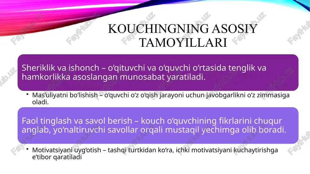 koucherlik - bu pedagogik faoliyat samaradorligini oshirish, o'z-o'zini tarbiyalash - Page 5