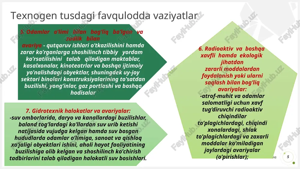 tashqarisiga chiqadigan, yoxud favqulodda vaziyat chet elda yuz bergan va o’zbekiston hududiga dahl qiladigan favqulodda vaziyat tegishli bo’ladi 3. respublika favqulodda vaziyatga favqulodda vaziyat natijasida 500 dan ortiq odam zararlangan, yoxud 500 dan ortiq odamnnng hayot faoliyati sharoitlari buzilgan vash logotip ili nazvanie qor ko’chkisi kelib chiqish sabablari va falokatli oqibatlari qor ko’chkisi deganda - to’satdan paydo bo’lib tik tog’ yonbag’ri bo’ylab pastga tomon tez yopirilib tushib insoniyat hayoti va sog’lig’iga xavf soladigan, iqtisodiyotga zarar etkazadigan qor va muz surilishi tushuniladi. 9 qor ko’chkilari quruq yoki ho’l bo’lishi mumkin. agar qorning ustki qismi biroz muzlagan bo’lib, uning ustiga qalin qor yog’sa va ma’lum sabablarga ko’ra pastga qarab siljisa, kuruq ko’chki hosil bo’ladi. bunday hollarda ko’chkilar juda ham katta bo’ladi. bahor oylarida qor erigan suvining shimilib, qorning tagini ho’llashi natijasida qor massasining turg’unligi kamayib pastga ag’darilib tushushidan ho’l ko’chki hosil bo’ladi. quruq ko’chkilar 100 km/soat va ba’zan 300-400 km/soat tezlida harakatlanadi, …