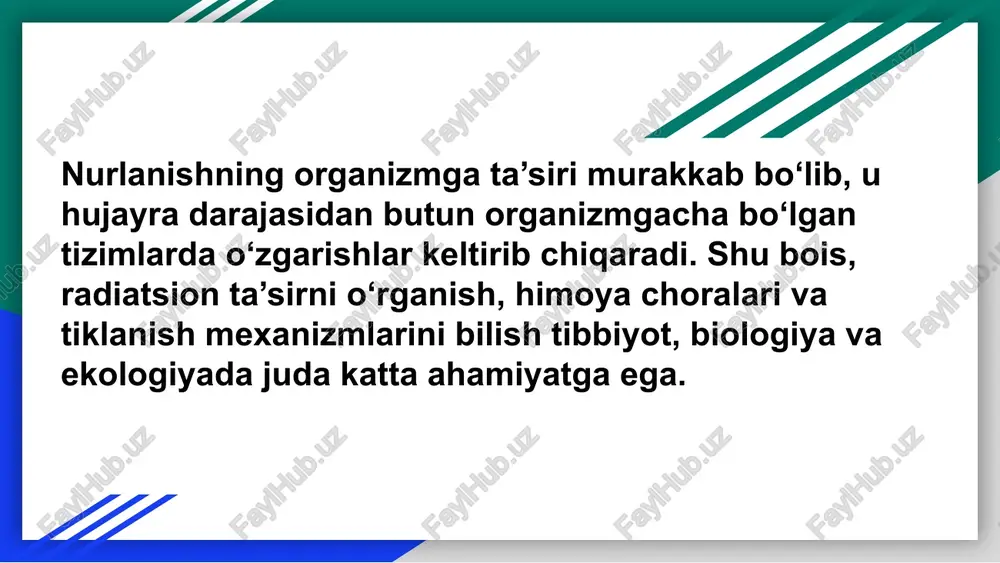 organizmni to'la nurlanishdan keyingi tiklanish - Page 5