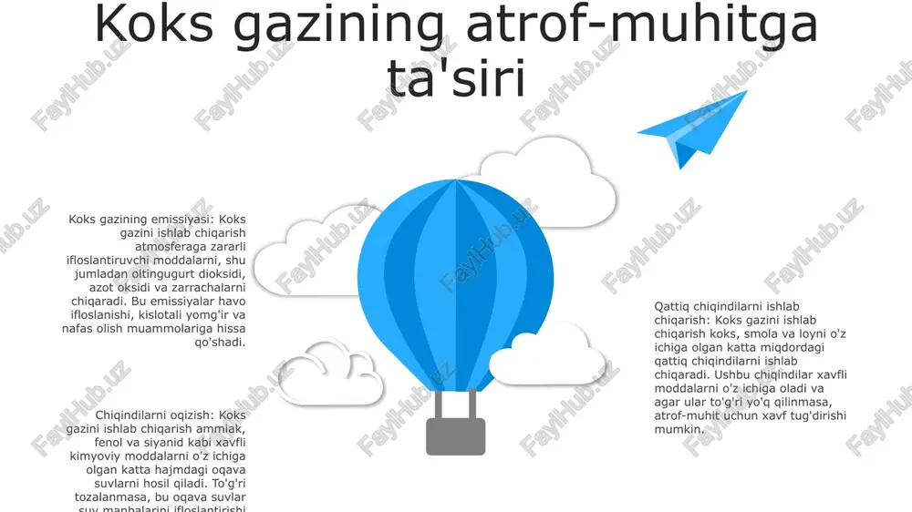 i olish, oltingugurt va boshqa aralashmalarni kamaytirishga qaratilgan. vodorod ishlab chiqarish: tadqiqotlar yonilg'i xujayralari va ammiak sintezi kabi toza energiya uchun muhim yoqilg'i bo'lgan vodorod ishlab chiqarish uchun koks gazidan foydalanishga qaratilgan. 03 doiraviy iqtisod: kelajakdagi tendentsiyalar koks gazini qayta ishlashni aylanma iqtisodiyotga integratsiyalashuviga urg'u beradi, bu erda chiqindi mahsulotlar qimmatli resurslarga aylantiriladi, barqarorlik va resurslar samaradorligini oshiradi. xulosa qo'llanilishi: koks gazini qayta ishlash sanoat va maishiy dasturlarda keng qo'llanilishi mumkin. u tabiiy gaz o'rnini bosadi va oshxonalarda, isitish tizimlarida va sanoat ob'ektlarida qo'llanilishi mumkin. ekologik manfaatlar: koks gazini qayta ishlash atrof-muhitga katta foyda keltiradi. bu metan chiqindilarini kamaytiradi, chunki koks gazi odatda mash'alalar bilan yondiriladi, bu esa atmosferaga ko'p miqdorda metan gazining chiqishiga olib keladi. iqtisodiy afzalliklar: koks gazini qayta ishlash ham iqtisodiy foyda keltirishi mumkin. kompaniyalar metan chiqindilari uchun to'lanadigan jarimalarni kamaytirish va tabiiy gazni almashtirish orqali yoqilg'i xarajatlarini tejashlari mumkin. bundan tashqari, qayta ishlash jarayoni yangi korxonalar …