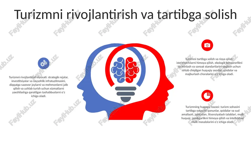 turizm to'g'risidagi qonunning bajarilishi turizm to'g'risidagi qonunni amalga oshirish turizm to'g'risidagi qonunni qo'llash madaniyat va turizm vazirligi hamda boshqa tegishli organlar, jumladan politsiya va mahalliy hokimiyat organlari tomonidan amalga oshiriladi. normativ-huquqiy hujjatlarga rioya etilishini ta’minlash maqsadida tekshirish va tekshirishlar o‘tkazilib, qoidabuzarliklar uchun jarimalar qo‘llanilmoqda. turizm qonunini aniqlashturizm huquqi turkiyadagi turizm sohasini tartibga soluvchi qonunlar va qoidalar to'plamiga ishora qiladi. unda turli jihatlar, jumladan, turizm biznesini tashkil etish va faoliyat yuritish, turistlarning huquq va majburiyatlari, madaniy merosni muhofaza qilish kabi masalalar qamrab olingan. turistik muvofiqlikni oshirish e'tiboringiz uchun rahmat @taqdimot_robot image11.jpg microsoft_excel_worksheet.xlsx image2.jpg sheet1 sales 1st qtr 35 2nd qtr 30 3rd qtr 20 4th qtr 15 to resize chart data range, drag lower right corner of range. /docprops/thumbnail.jpeg