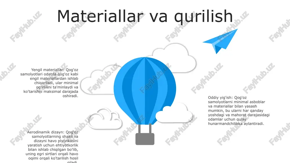 hi mumkinligini eslatuvchi xabarni olib yurdi. qog'oz samolyot: tasavvur, orzular va eskrita so'zining kuchi ramzi bo'lgan qog'oz samolyot o'z izidan ilhom izini qoldirib, bepoyon kenglik bo'ylab parvoz qildi. qog'oz samolyot: uning sayohati yumshoq yerga nisbatan yumshoq zarba bilan yakunlandi, ammo u olib kelgan xabar uning parvoziga guvoh bo'lganlarning qalbida saqlanib qoldi va ularni o'z orzularini qabul qilishga va o'z salohiyati sari sachratishga ilhomlantirdi. s w o t swot savollar va munozara savollar va munozara: "qog'oz samolyot" da noan'anaviy oilaviy tuzilmalarning ahamiyatini muhokama qiling. qog'oz tekisligi: turli avlodlarni bog'lash va tushunishda xat yozishning rolini tahlil qiling qog'oz samolyot: elli va uning buvisi o'rtasidagi munosabatlar orqali tasvirlangan shaxs va tegishlilik mavzularini o'rganing e'tiboringiz uchun rahmat @taqdimot_robot image12.jpg image3.jpg image2.jpg /docprops/thumbnail.jpeg