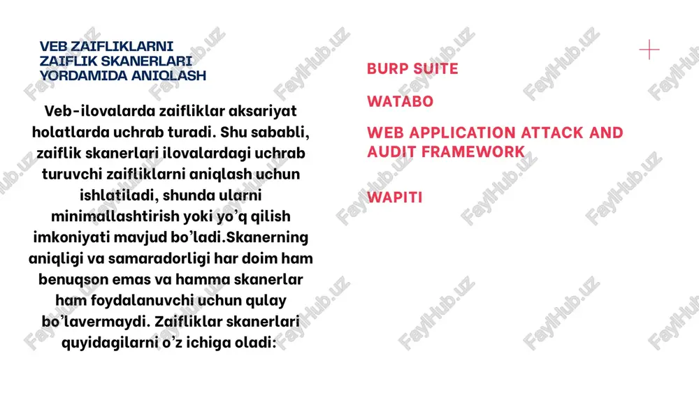 web ilovalarining zaifliklarini aniqlash usul va vositalar tahlili - Page 5