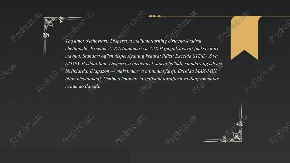 excelda ma'lumotni statistik qayta ishlash va ularning diagrammasini qurish - Page 5