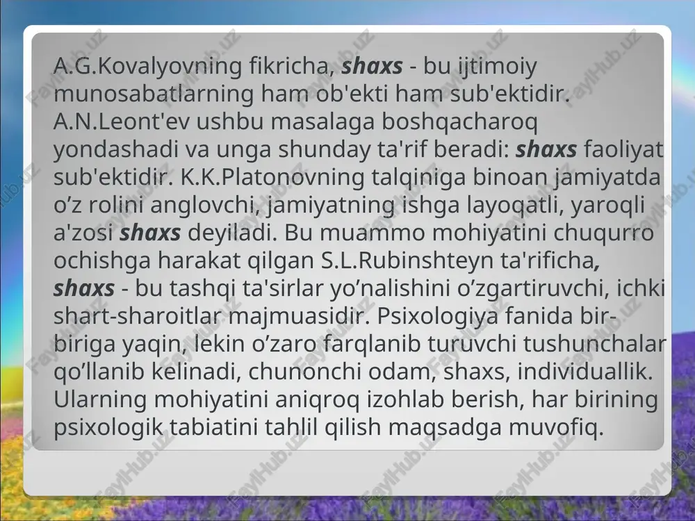 aydilarki, nima qilib boʼlsa ham yutuqqa erishish ular uchun oliy maqsad boʼladi ular hali ishni boshlamay turib, yutuqni kutadilar va shunday ishni amalga oshirishsa, odamlar ularning barcha xarakatlarini maʼqullashlarini biladilar * muvaffaqiyatga erishish motivi bu yoʼlda ular nafaqat oʼz kuch va imkoniyatlarini, balki barcha tashqi imkoniyatlar - tanish - bilishlar, mablagʼ kabi omillardan ham foydalanadilar * muvaffaqiyatsizliklardan qochish motivi masalan: ular birinchilardan farqli, ishni boshlashdan avval nima boʼlsa ham muvafiqiyatsizlikka duchor boʼlmaslikni oʼylaydilar * muvaffaqiyatsizliklardan qochish motivi shu tufayli ularda koʼproq ishonchsizlik, yutuqqa erishishga ishonmaslik, pessimizmga oʼxshash holat kuzatiladi. shuning uchun boʼlsa kerak, oxir - oqibat ular baribir muvaffiqiyatsizlikka uchrab, “oʼzi sira omadim yurishmaydigan odamman-da” degan xulosaga keladi * e’tiboringiz uchun rahmat *