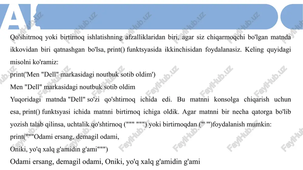 python dasturlash tilida kiritish chiqarish operatorlari - Page 5