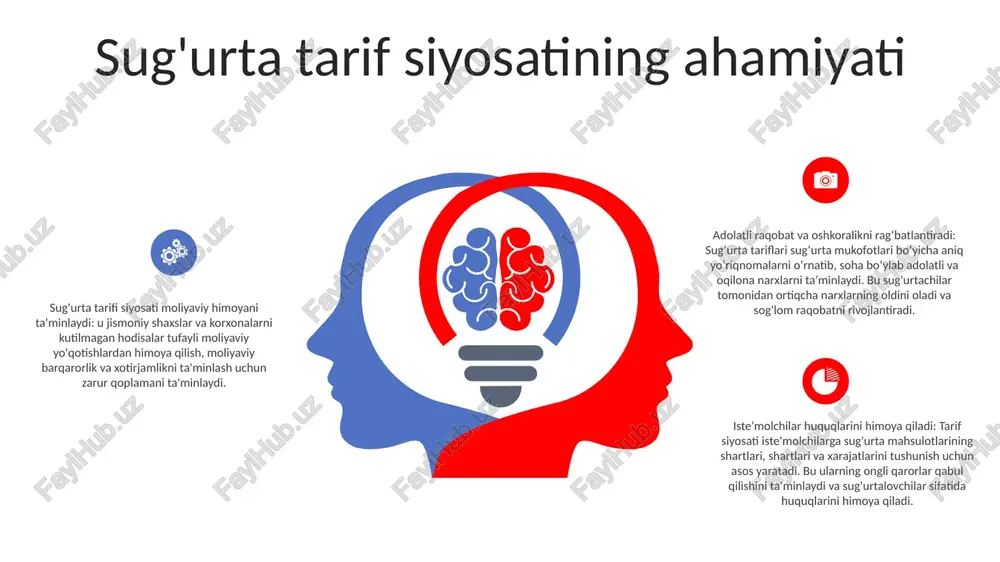 exnologiyalar sug'urtachilarga individual risklar bo'yicha aniqroq ma'lumotlarni to'plash va tahlil qilish imkonini beradi kengaytirilgan mijozlarga xizmat ko'rsatish: texnologiya sug'urtachilarga sug'urtalovchilarga shaxsiy xizmatlarni taqdim etish imkoniyatini beradi sales 1st qtr 2nd qtr 3rd qtr 4th qtr 35 25 20 15 sug'urta tarif siyosatining kelajakdagi tendentsiyalari 3. foydalanishga asoslangan sug'urtaning (ubi) paydo bo'lishi: ubi modellari o'ziga jalb qiladi, bu esa mukofotlarni haqiqiy foydalanish usullariga qarab sozlash imkonini beradi, xavfsizroq xatti-harakatlarni rag'batlantiradi va xavflarni kamaytirish uchun rag'batlantiradi. 1. riskga asoslangan narxlarni mustahkamlash: sug'urtalovchilar sug'urta mukofotlari sug'urtalanganning o'ziga xos risklarini aniqroq aks ettirishini ta'minlash uchun sug'urta mukofotlarini aniqlash uchun individual risk profillarini baholashga ustuvor ahamiyat beradi. 2. texnologiya va katta ma'lumotlardan foydalanishning ortishi: ma'lumotlar tahlili va ai sug'urtachilarga narxlarni yanada kengroq diapazonga asoslangan holda sozlash imkoniyatini beradi, bu esa yanada moslashtirilgan va raqobatbardosh tariflarga olib keladi. case studies va real-dunyo misollar haqiqiy dunyo misoli: meksikaning shakarli ichimliklar uchun keng qamrovli solig'i - 2014 yilda …