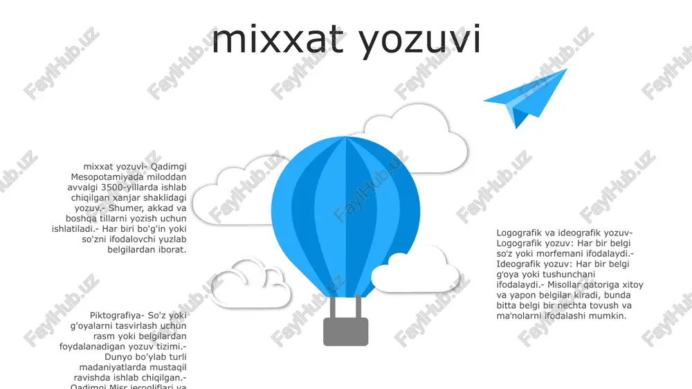 piktografiya. logografik va iyeroglifik va mixsimon yozuv maknuna - Page 5