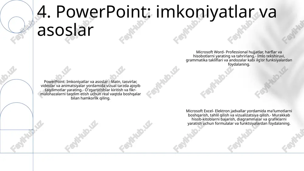 microsoft word, microsoft excel, microsoft powerpoint dasturlari - Page 5