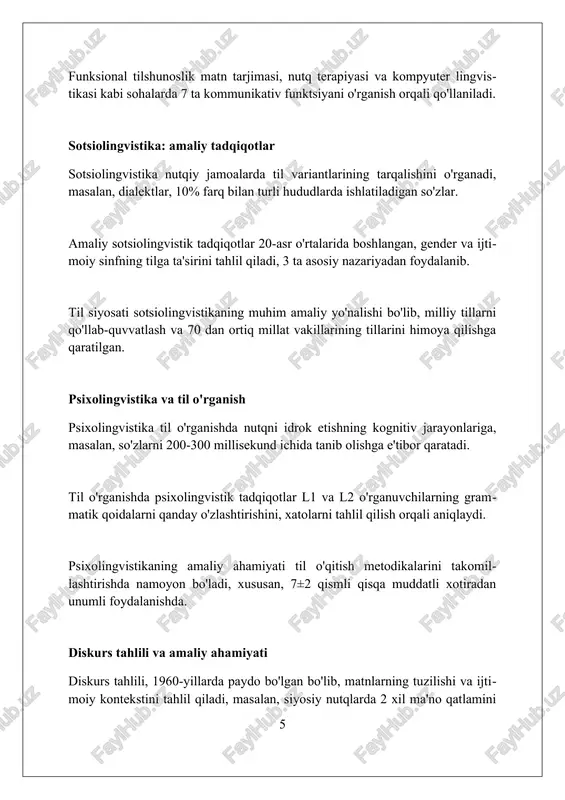 blar, asosiy dalillar va tadqiqotning 3 ta asosiy oqibatlarini qamrab olish lozim, shu bilan birga yangi ma'lumotlar kiritilmasligi shart. xulosa tadqiqotning 5 yoki 6 ta muhim jihatini ta'kidlashi, uning amaliy ahamiyatini ochib berishi va kelajakdagi tadqiqotlar uchun 2-3 ta yo'nalishni taklif qilishi lozim. xulosa tilshunoslik maktablari amaliyot bilan chambarchas bog‘liq bo‘lib, nazariyalar til o‘rganish va o‘qitish usullarini shakllantirishda muhim rol o‘ynaydi. foydalanilgan adabiyotlar 1. sapir, e. (1921). til: tilshunoslik tadqiqotiga kirish. harcourt, brace world. 2. bloomfield, l. (1933). til. holt, rinehart va winston. 3. chomsky, n. (1957). sintaktik tuzilmalar. mouton. 4. halliday, m.a.k. (1978). til: ijtimoiy semiotik nuqtai nazardan. edward arnold. 5 ( 0 0 0 ) ( 7 )