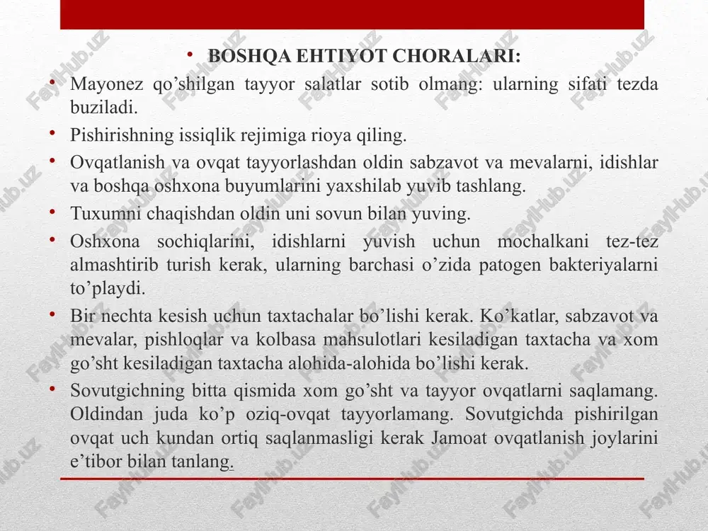 oziq ovqat infeksiyalarini oldini olish choralari - Page 5
