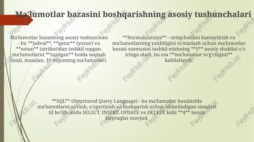 tizim administratorining vazifalari va ma'lumotlar bazasini boshqarish - Page 5
