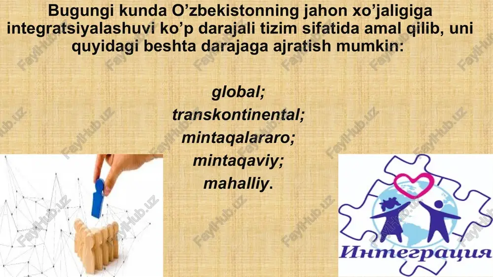 ash iqtisodiyotni texnik-texnologik qayta qurollantirish asosida tayyorlanayotgan mahsulotlar sifatini yaxshilash yangi mahsulotlarni jahon bozoriga olib chiqish xom ashyo eksportini qisqartirib, qo’shilgan qiymat hissasi yuqori bo’lgan tayyor mahsulotlar eksportini ko’paytirish tashqi savdo aylanmasining tovar va geografik tarkibini takomillashtirish orqali raqobatbardoshlikni oshirish o‘zbekiston barcha xorijiy hamkorlar bilan o‘zaro foydali munosabatlarni rivojlantirishdan manfaatdor bo‘lib, asosiy tashqi siyosiy harakatlarini 2017 — 2021 yillarda o‘zbekiston respublikasini rivojlantirishning beshta ustuvor yo‘nalishi bo‘yicha harakatlar strategiyasida belgilangan eng muhim sohalarga qaratgan. davlat mustaqilligi va suverenitetini mustahkamlash, mamlakatning xalqaro munosabatlarning to‘laqonli sub’ekti sifatida o‘rni va rolini yanada mustahkamlash, rivojlangan demokratik davlatlar qatoriga kirish, o‘zbekiston atrofida xavfsizlik, barqarorlik va do‘stona qo‘shnichilik munosabatlar mintaqasini yaratish; o‘zbekiston respublikasining xalqaro nufuzini mustahkamlash, dunyo hamjamiyatiga mamlakatda amalga oshirilayotgan islohotlar to‘g‘risida ob’ektiv axborotni yetkazish; o‘zbekiston tashqi siyosiy va tashqi iqtisodiy faoliyatining me’yoriy-huquqiy bazasini, shuningdek xalqaro hamkorlikning shartnoma-huquqiy asoslarini takomillashtirish; o‘zbekiston davlat chegarasini delimitatsiya va demarkatsiya qilish masalalarini tartibga solish markaziy osiyo mamlakatlari o'rtasida savdo-iqtisodiy munosabatlarning …