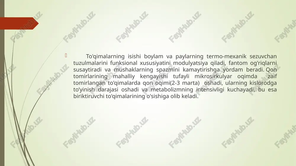 dush); sedativ, vazoaktiv; spazmolitik (issiq dush). ko'rsatmalar. tayanch-harakat tizimi va periferik asab tizimi kasalliklari asoratlari (pleksit, nevralgiya, miozit), nevrasteniya (gipostenik shakli), ruhiy tushkunlik, vegeto-tomir distoniyasi, sekin granulyatsiyalanuvchi jarohatlar, gipertoniya tipli neyro-sirkulyator distoniya, gipertoniya i-ii daraja, infarktdan keying kardioskleroz, surunkali gastrit, ichak ta’sirlanish sindromi, surunkali adneksit, hayz sikli buzilishi, menopauza, bavosir, jinsiy nevroz, tomir kasalliklari, semizlik i darajasi. qo'llash mumkin bo'lmagan holatlar. yurak ishemik kasalligi, zo’riqish stenokardiyasi iii fk, nafas olish tizimi kasalliklari, urolitiaz, toshli xoletsistit, isteriya miya qon tomirlari aterosklerozi, teri kasalliklari. parametrlar. suv oqimi bosimiga qarab: past (30-100 kpa, yomg'irsimon, ignasimon, changsimon), o'rta (100-200 kpa, sirkulyar va ko'tariluvchi) yuqori (200-400 kpa, oqimli, shotland, yelpig’ichsimon, suv osti dush-massaj) turlari farqlanadi. suv haroratiga qarab sovuq (20 ° c atrofida), salqin (20-34 ° s), indifferent (35-37 ° s), iliq (38-39 ° c) issiq (40 ° s va undan yuqori) dushlar farqlanadi. shotlandcha dush suv osti dush massaj yelpig’ichsimon doimiy haroratli dush bilan …