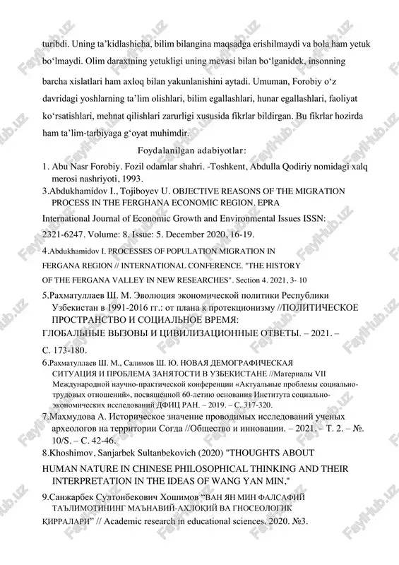 aql, ilm va ma‘rifatni baxtsaodatga erishishning asosiy vositasi deb biladi. forobiy inson fazilatlarini tug'ma va yashash jarayonida paydo bo'ladigan fazilatlarga bo'ladi. olimning fikricha, tug'ma fazilatlarga insonning o'ta o'tkir zehnliligi, biror narsani bilishga o'ta qobiliyatliligi kiradi. lekin tug'ma fazilatlar hayotda kam uchraydi. asosiy axloqiy fazilatlarni odam yashash davomida egallaydi. tug'ma fazilatli odamlar ham tarbiyaga muhtoj. agar unday odamni tarbiyalab va to'g'ri yo'lga solib turilmasa, uning qobiliyati tezda so'nib qolishi mumkin. tug'ma qobiliyat ham nisbiy tushunchadir. ba'zi kishilar tug'ma qobiliyatini ishga solib yaxshi natijaga erishsa, boshqalari yomon natijaga erishadi. bu fikrlardan forobiyning taʼlim-tarbiyada, yoshlarni mukammal inson qilib tarbiyalashda, xususan, aqliy-axloqiy tarbiyaga alohida eʼtibor berganligi koʻrinib turibdi. uning taʼkidlashicha, bilim bilangina maqsadga erishilmaydi va bola ham yetuk boʻlmaydi. olim daraxtning yetukligi uning mevasi bilan boʻlganidek, insonning barcha xislatlari ham axloq bilan yakunlanishini aytadi. umuman, forobiy oʻz davridagi yoshlarning taʼlim olishlari, bilim egallashlari, hunar egallashlari, faoliyat koʻrsatishlari, mehnat qilishlari zarurligi xususida fikrlar bildirgan. bu …