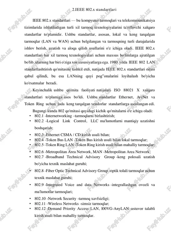 111111.11111111.11111100.00000000 teskari niqob 0.0.3.255 00000000.00000000.00000011.11111111 tarmoq manzili 88.53.252.0 01011000.00110101.11111100.00000000 broadcast manzil 88.53.255.255 01011000.00110101.11111111.11111111 birinchi ip 88.53.252.1 01011000.00110101.11111100.00000001 oxirgi ip 88.53.255.254 01011000.00110101.11111111.11111110 • tarmoq manzili: 88.53.252.0 – ip tarmog'ining boshlanish manzili. • broadcast manzili: 88.53.255.255 – tarmoqdagi barcha xostlarga yuboriladigan broadcast manzili. • birinchi ip: 88.53.252.1 – tarmoqdagi birinchi foydalanuvchi ip manzili. • oxirgi ip: 88.53.255.254 – tarmoqdagi oxirgi foydalanuvchi ip manzili. kichik tarmoqqa ajratish: kichik tarmoq niqob tarmoq manzili broadcast manzili birinchi ip oxirgi ip 1-tarmoq /24 88.53.254.0 88.53.254.255 88.53.254.1 88.53.254.254 2-tarmoq /24 88.53.255.0 88.53.255.255 88.53.255.1 88.53.255.254 3-tarmoq /24 88.53.252.0 88.53.252.255 88.53.252.1 88.53.252.254 4-tarmoq /24 88.53.253.0 88.53.253.255 88.53.253.1 88.53.253.254