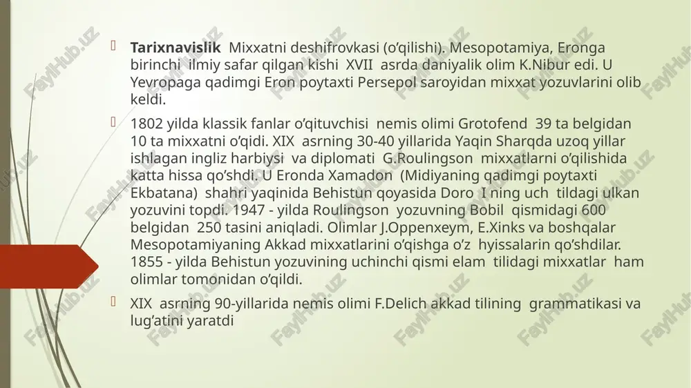 xuanxe o`rta qismida neolit davri manzilini o`rganib «yanshao» madaniyatini tarixga olib kiradi. konfutsiylik ta`limoti konfuktsiy (kun tszi) mil av 551 yilda tug`ilib, miloddan avvalgi 479 yilda vafot etgan. yoshlarga ta’lim berishga kirishadi. 3000 ga yaqin shogirdi, 72 ga yaqin kuzga kuringan izdoshlari bo`lgan. konfutsiy komil inson (tszyun - tszi) haqidagi g`oyani yaratdi. yuksak ma’naviyatli inson ikki asosiy hususiyatga ega bo`lishi kerak. insoniylik va mas’uliyat. komil inson eng avvalo ishonchli va doimiy bo`lishi lozim. konfutsiylikning ilk kurinishlari axloq masalasi birinchi o`rinda qo`yilar, diniy e’tiqod esa ikkinchi darajali sanalgan. konfutsiydan «o`lim nima» deb so`raganlarida «biz tiriklik nima ekanligini bilmaymiz-u o`lim nima ekanligini qayerdan bila olar edik» deb javob berdi image1.jpeg image2.jpeg image3.jpeg image4.jpeg /docprops/thumbnail.jpeg