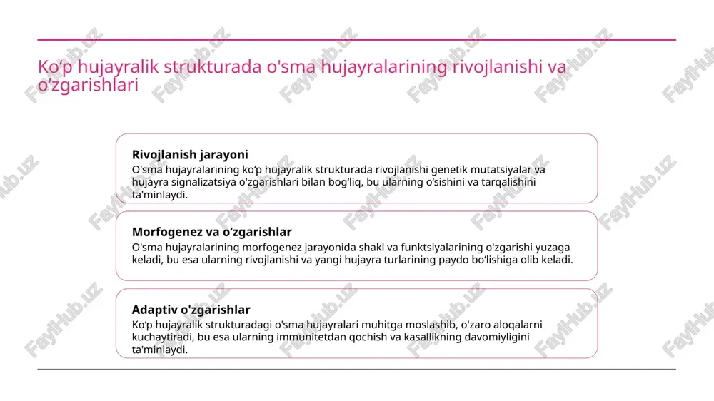 i. meditsina va biologiya, 2021. 4. islomov d. o'sma rivojlanishida multizivlik va hujayra aloqalari. o'zbekiston tibbiyot jurnali, 2022. 5. karimov m. tumor hujayralarining struktural va funksional xususiyatlari. biologiya va onkologiya, 2018. e'tiboringiz uchun rahmat! /docprops/thumbnail.jpeg