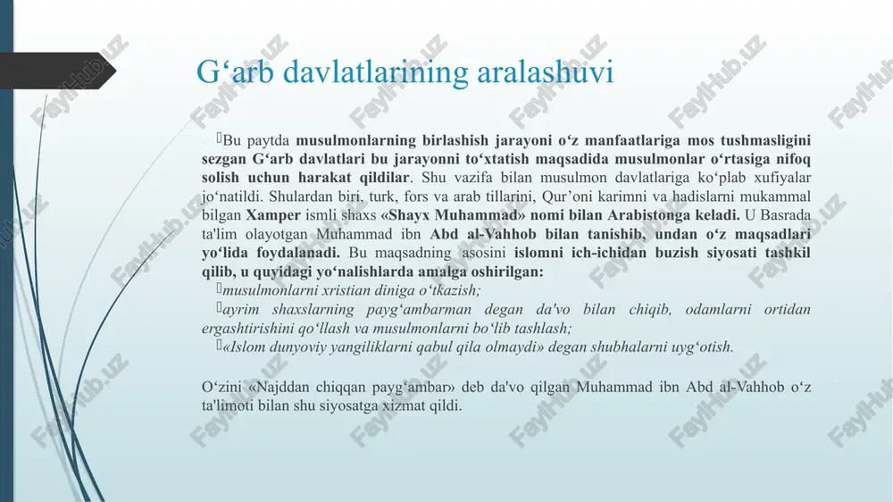 ni uzdi, ammo urushda qatnashmadi. urush oxiriga kelib s. a.da aqsh taʼsiri kuchaya boshladi. 1943-yil aqsh saudiya arabistoni bilan diplomatik aloqa oʻrnatdi va s. a. ga lendliz (biror shart bilan qarz berish) qonunini joriy etdi. aqshning aram ko neft kompaniyasi 1972-yilga qadar neft qazib olish ishlarini bajarib keldi. aramko iqtisodiyotni modernizatsiya qilinishi 1964-yilda podsholik taxtiga faysal ibn saud o‘tirdi. u mamlakatni zamonaviylashtirish va liberallashtirish siyosatini yurita boshladi. zamonaviylashtirish deyilganda, zamonaviy iqtisodiyotni vujudga keltirish tushunilar edi. u milliy neft sanoatini yaratishga kirishdi. arab – amerika neft kompaniyasi (aramko) qarorgohi saudiya arabistoniga ko‘chirildi. 1973-yilda arab – amerika neft kompaniyasi milliylashtirildi. 1982-yildan boshlab kompaniya daromadida saudiya arabistoni hissasi 51 foizni tashkil etishiga erishildi. 1999-yilda esa kompaniya to‘la saudiya mulki bo‘lib qoldi. faysal islohotlari podsho hukumati aholi turmush darajasini yaxshilashga qaratilgan qator tadbirlarni amalga oshirdi. chunonchi, mehnat qilish huquqi kafolatlandi. zamon ruhiga mos mehnat qonuni joriy etildi. oddiy kishilar uchun arzon turarjoylar qurildi. yuqori …