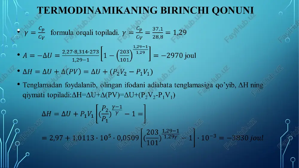 termodinamikaning birinchi qonuni - Page 5