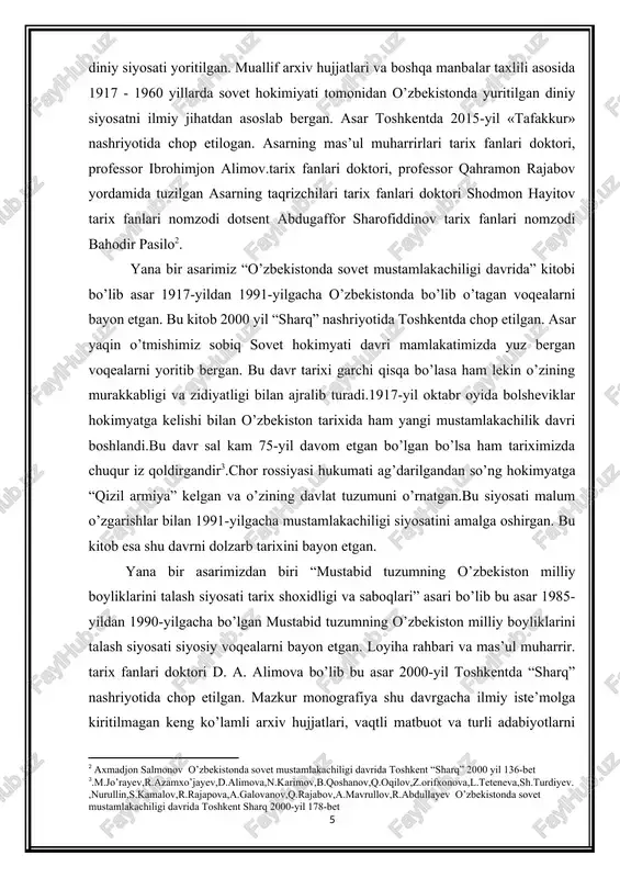 xalqining chekkan aziyatlari, uning moddiy turmush va ma’naviyatiga etkazilgan ulkan zarar haqida guvohlik beruvchi manbalar shohidligida bu tarixning achchiq sahifalari yoritiladi.ushbu asar tariximiz fanida yangi bir pog’ona bo’libgina qolmay, balki yaqin o’tmish tarixi haqidagi xolis haqiqatni bilishga, milliy boyliklarimizni ko’z qorachig’idyok avaylab saqlashga, bugungi yosh avlodni vatanparvarlik ruhida tarbiyalashga xizmat qiladi. shuningdek, chorizm davridan buyon kamsitib kelingan yurtimizning aslida naqadar boy ma’naviyatga ega ekanligidan dalolat beradi. [4: .alimova.a.d. mustabid tuzumning o’zbekiston milliy boyliklarini talash siyosati tarix shoxidligi va saboqlari toshkent sharq 2000-yil 58-bet] kurs ishi mavzusining obekti: turkiston mintaqasida milliy-hududiy chegaralanish va o’zbekiston ssrning tashkil topishi. sohasida amalga oshirilgan islohotlarni ahamiyatini tadqiq etish hisoblanadi. kurs ishi mavzusining predmeti: ishimizning predmeti turkiston mintaqasida milliy-hududiy chegaralanish va o’zbekiston ssrning tashkil topishi. mavzusi bo’yicha adabiyotlar, maqolalar va tadqiqot ishlari ochib berishdan iborat etib belgilandi. kurs ishi mavzusining maqsadi: turkiston mintaqasida milliy-hududiy chegaralanish va o’zbekiston ssrning tashkil topishi .sohasida amalga oshirilgan islohotlarni unda ijtimoiy-siyosiy …
