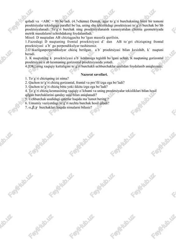 proektsiyalar tekisligiga perpendikulyar to`g`ri chiziqlar - Page 5
