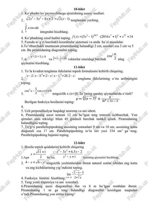 matematika fanidan imtihon materiallari - Page 5