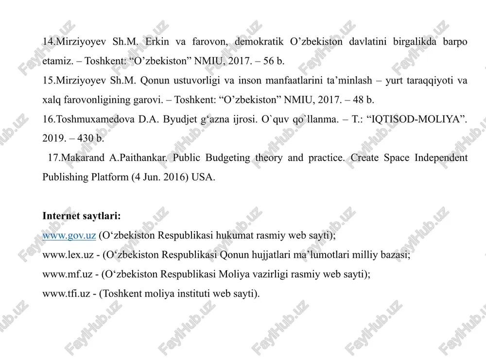 cha material qiymatliklar bo'yicha hujjatlar aylanuvi jadvali hisobotlarni taqdim etish jadvali № tovar –moddiy zaxiralari nomi belgilangan kun me'yorlari 1 oziq-ovqat maxsulotlari (mavsumiy tayyorlashdan tashqari) 15 kun 2 mavsumda tayyorlanadigan oziq-ovqat maxsulotlari 150 kun 3 dori-darmonlar, reaktivlar, bog'lash materiallari va dorixona anjomlari 60 kun 4 barcha byudjet tashkilotlari uchun yoqilg'i (bolalar va davolash tashkilotlaridan tashqari) 75 kun 5 bolalar va davolash tashkilotlari uchun yoqilg'i 90 kun 6 xo'jalik va kontselyariya materiallari 45 kun 7 o'quv ilmiy va boshqa maxsus maqsadlar uchun materiallar 120 kun 8 ozuqa va em xashak 120 kun 9 qurilish ta'mirlash materiallari 45 kun tovar moddiy zaxiralar o'rnatilgan me'yorini aniqlash uchun belgilangan ko'rsatkichlar ko'rsatkichlar subschyot raqam-lari me'yor (kunda) yil boshiga qoldiq yil oxiriga qoldiq yil mobaynida qilingan xarajat 1 kunlik xarajat (6 ustun / 305 kun) me'yor (7 ustun * 3 ustun) me'yordan ortiq zahira (5 ustun - 8 ustun) 1 2 3 4 5 6 7 …