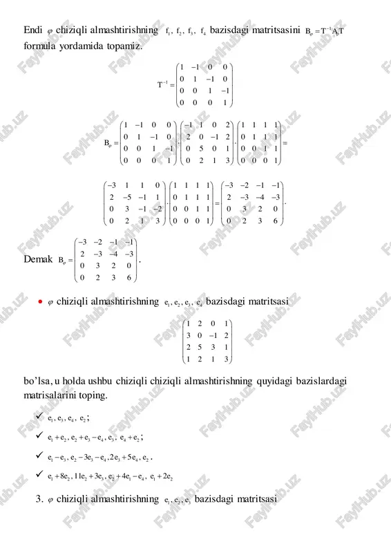 chiziqli almashtirishlar va ularning matritsasi - Page 5