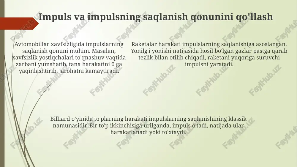 impulsva impulsning saqlanish qonunini o'rganish - Page 5