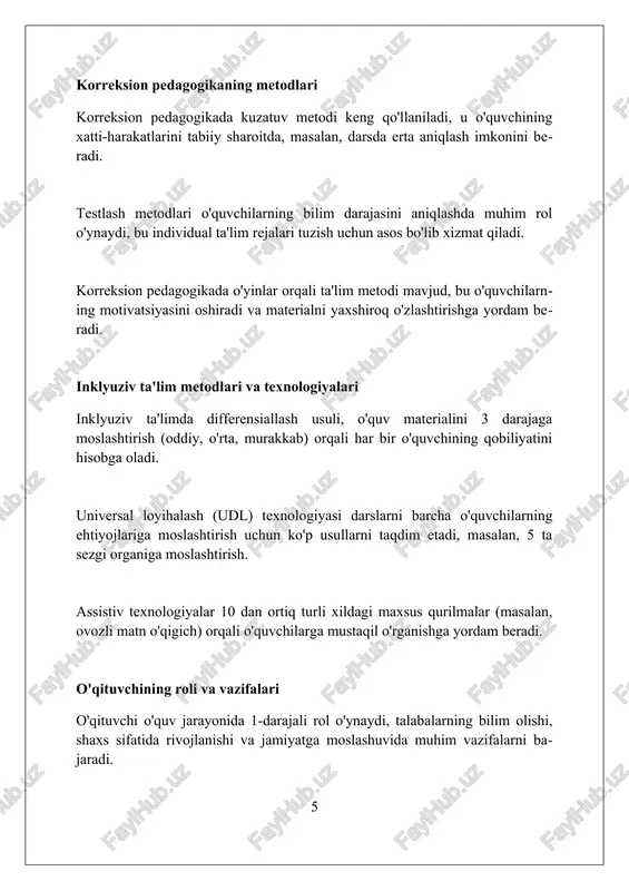 eabilitatsiya samaradorligini oshiradi. foydalanilgan adabiyotlar 1. penitensiar pedagogika asoslari. inklyuziv ta’lim. (muallif nomi kerak) 2. rossiyada inklyuziv ta’limning nazariy va metodologik asoslari. n.n. malofeev. 3. korreksion pedagogika. v.i. lubovskiy. 4. maxsus pedagogika asoslari. n.m. nazarova. 5. "imkoniyatlari cheklangan bolalarni integratsiyalashuvi: tajriba, muammolar, istiqbollar" to'plami ( 0 0 0 ) ( 7 )