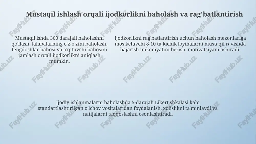 mustaqil ishning ijodkorlikni o'rgatish - Page 5