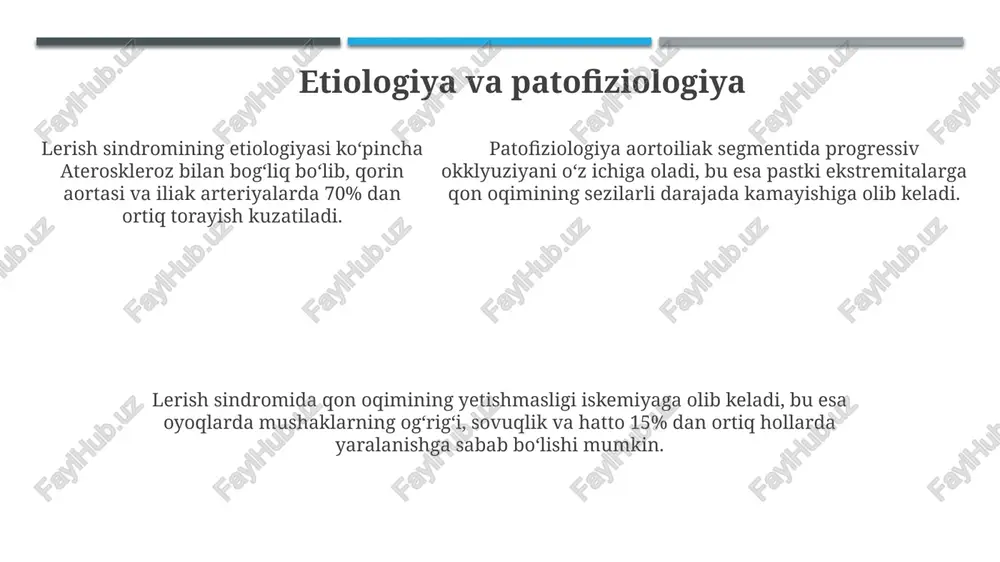 kasalligini davolashning muhimligini ko'rsatadi. lerish sindromi bilan og'rigan bemorlarning 5 yillik omon qolish darajasi jarrohlik aralashuvidan so'ng 70-80% ni tashkil etadi, bu arteriya kasalligini davolashning muhimligini ko'rsatadi. e'tiboringiz uchun rahmat image1.jpeg