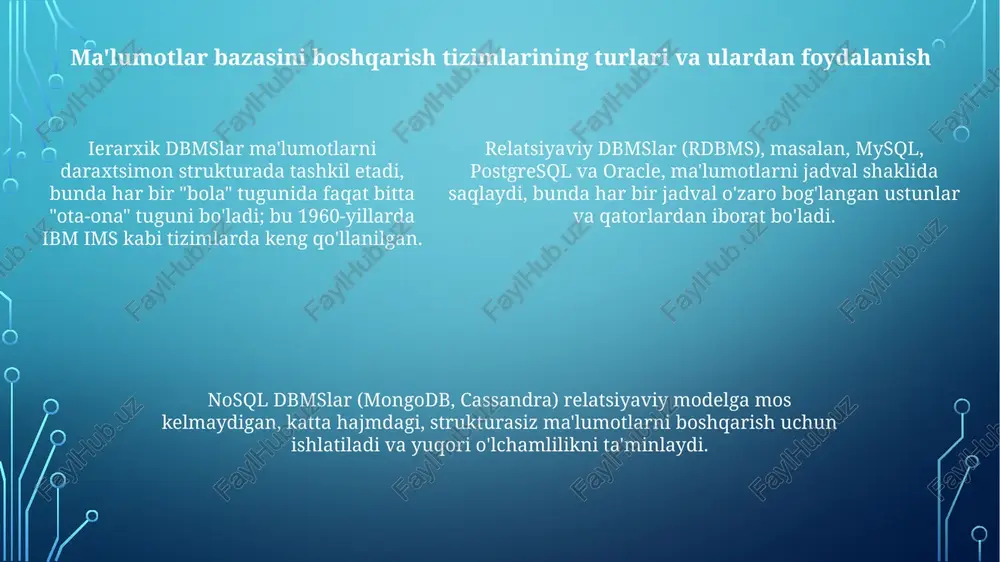 ma'lumotlar bazasini boshqarish tizimlari - Page 5