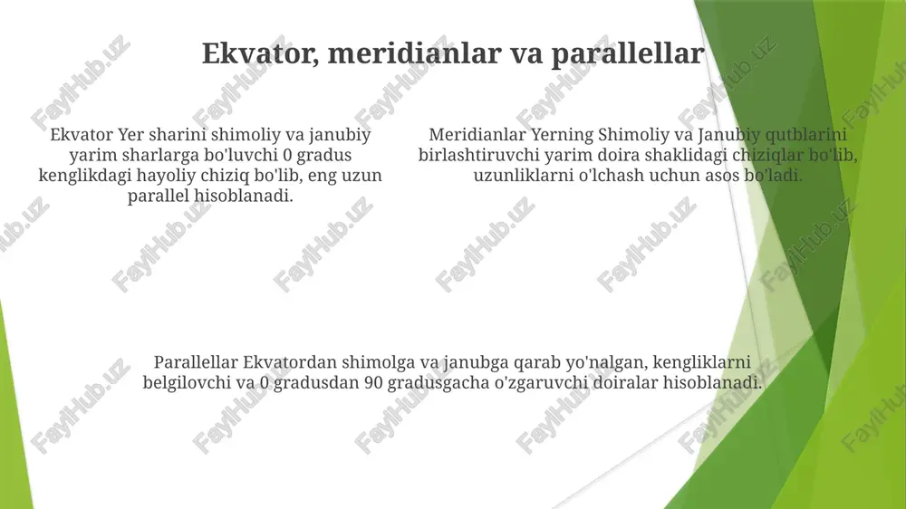 planvaxaritabilanishlash. globus.ekvator. meridianvaparallelchiziqlari - Page 5