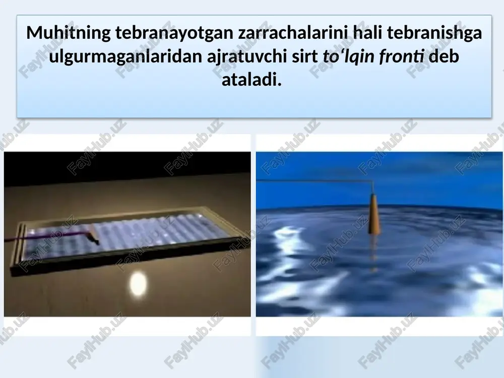 a: qabul qilgich va manba bir-biriga qarab harakatlanganda (yaqinlashayotganda) “-” ishora olinadi qabul qilgich va manba bir-biriga nisbatan uzoqlashayotganda “+” ishora olinadi 30 foydalanilgan adabiyotlar savelev i. v. kurs fiziki. m.: nauka 1989 t. 1 savelev i. v. kurs fiziki. m.: nauka 1989 t. 2 savelev i. v. kurs fiziki. m.: nauka 1989 t. 3 trofimova t. i. kurs fiziki. m.: visshaya shkola, 1985g. abduraxmanov k.p., egamov u. fizika kursi , 2011 y. detlaf a.a., yavorskiy b.m. kurs fiziki. m.: visshaya shkola, 1989 g. epifanov g.i. fizika tverdogo tela. m. visshaya shkola, 1977. ogurtsov n.a. kurs lektsiy po fizike, xarkov,2007. kolmakov yu.n. kurs lektsiy po fizike, tula, 2002. oplachko t.m.,tursunmetov k,a. fizika, tashkent, 2007. 31 ta’lim saytlari va internet resurslari fizika.uz – talabalar va fizika o‘qituvchilari uchun sayt neutrino.ucoz.ru- tatu fizika kafedrasi dotsenti o.e.tigayning shaxsiy sayti fizik.ru - tatu fizika kafedrasi kata o‘qituvchisi v.s.xamidovning shaxsiy sayti. estudy.uz- tatu talabalari uchun …