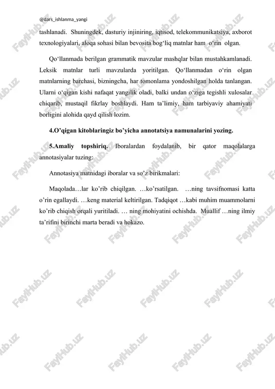 annotatsiya matni, tuzilishi va ifoda materialining xususiyatlari - Page 5