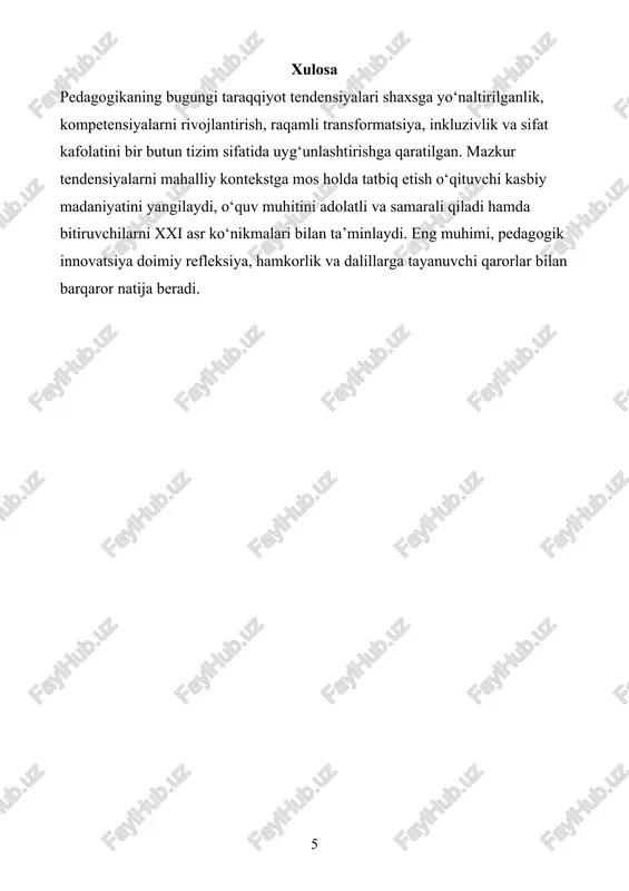 pedagogikaning taraqqiyot tendensiyalari - Page 5