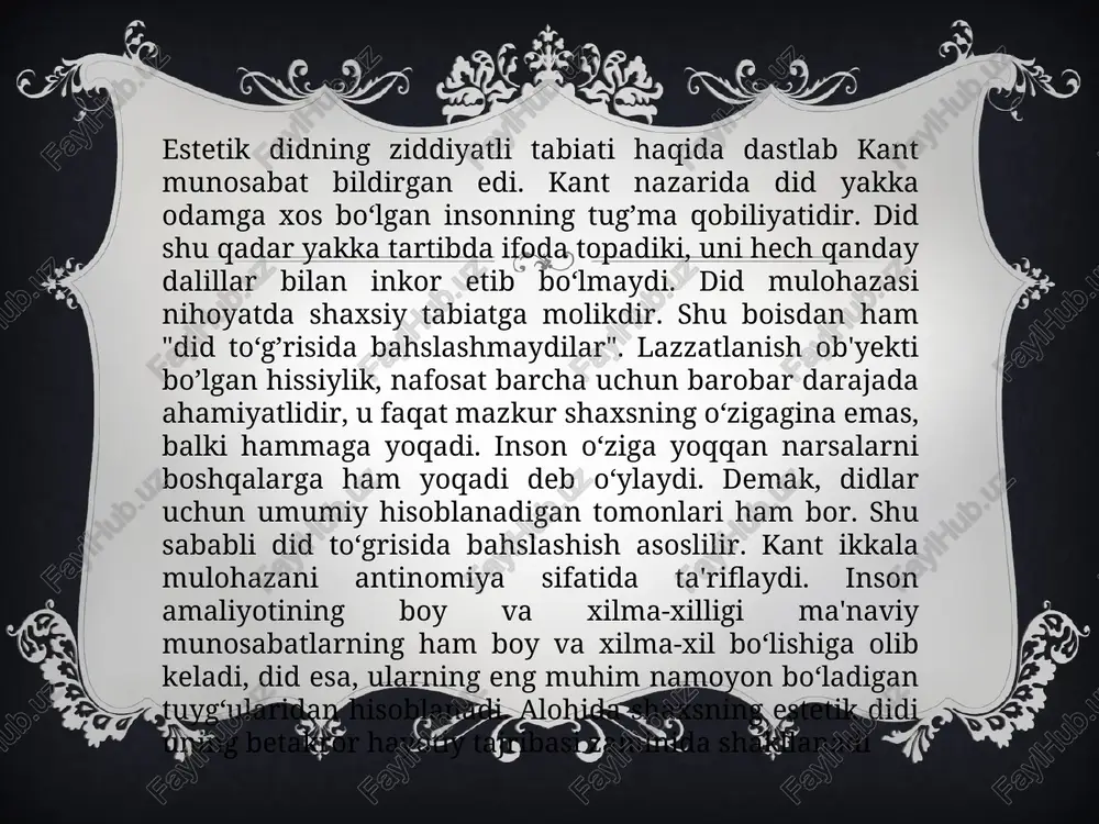 chli munosabatda bo‘lish kabi belgilarni o‘z ichiga oladi. u sub’yektning alohida faolligi, xususan, xayol, tasavvur qila bilish kuchi bilan belgilanadi.