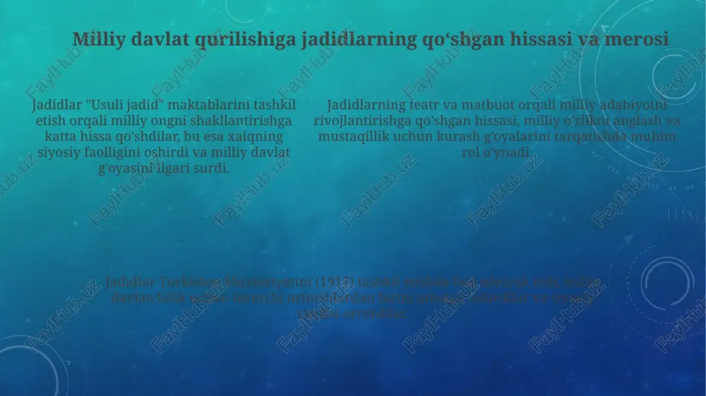 milliy davlatchilikni barpo etishdagi harakatlar:jadidchilik - Page 5