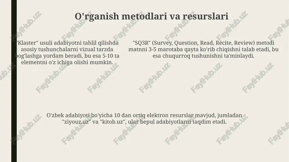 o'zbek adabiyotidan darslik va o'quv qo'llanmalarining boblari va mavzularini o'rganish - Page 5